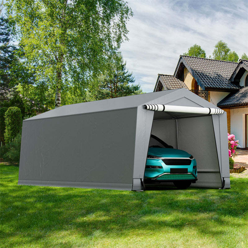 10' x 20' Heavy-Duty Carport Car Canopy Shelter Portable Metal Garage Outdoor Storage Tent with 2 Removable Doors