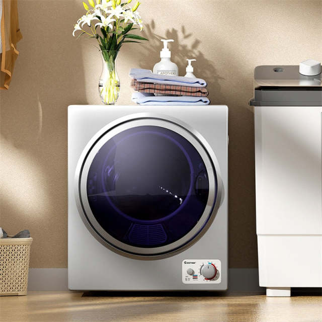 Portable Clothes Dryer, Compact 110V Electric Dryer with 4 Automatic Drying Mode & Stainless Steel Tub, Small Laundry Dryer for Apartment Dorm