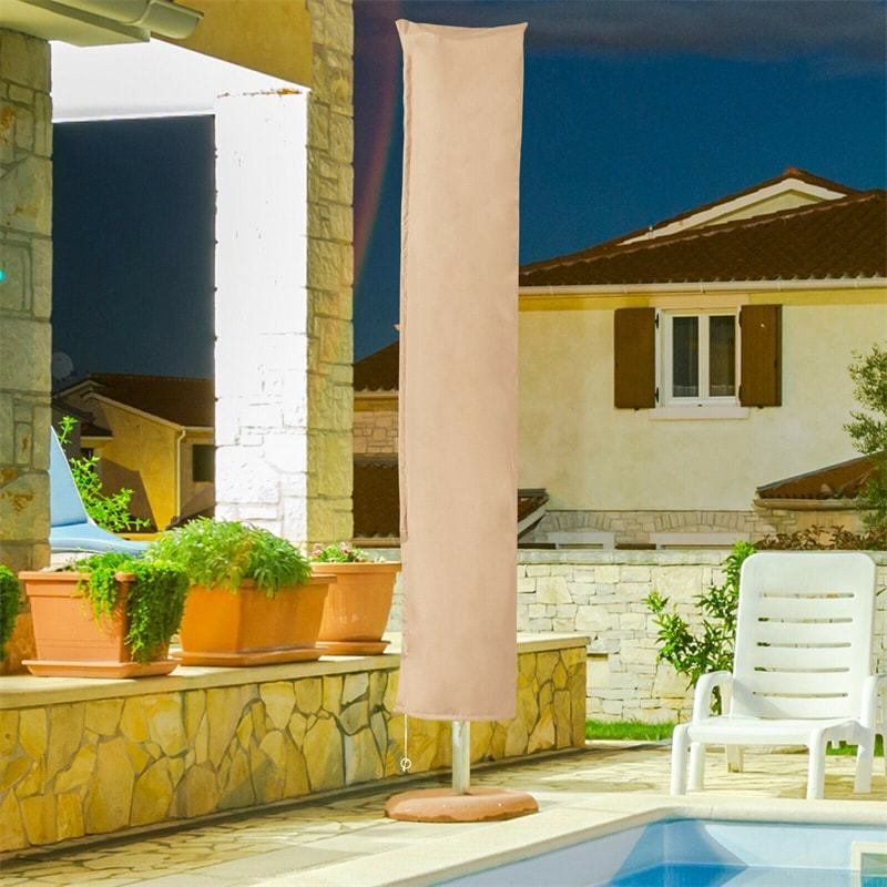 11FT Waterproof Offset Cantilever Umbrella Cover, Outdoor Patio  Parasol Cover with Fiberglass Rod & Zipper