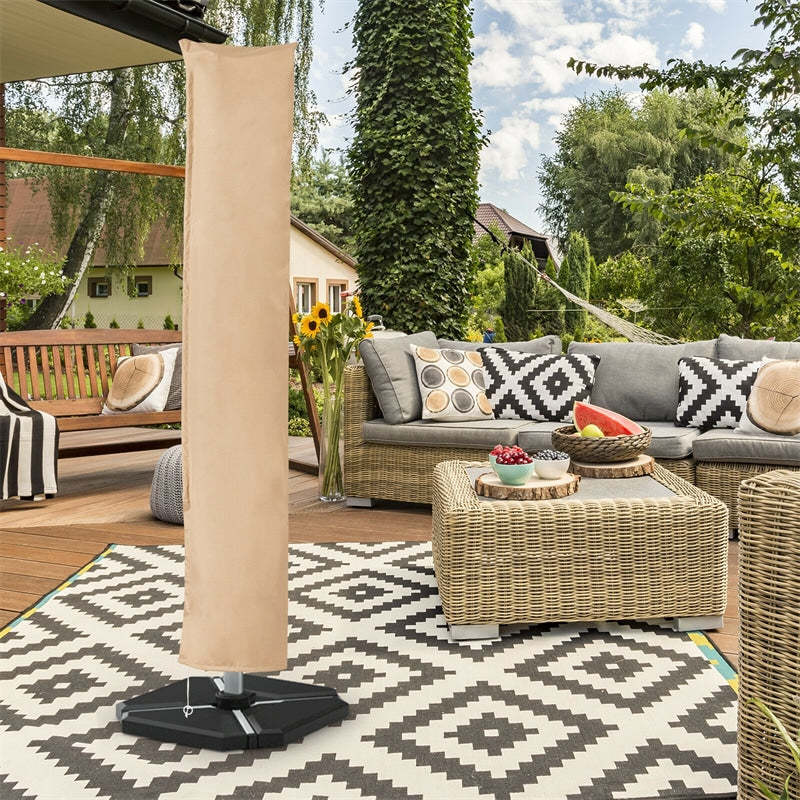 11FT Waterproof Offset Cantilever Umbrella Cover, Outdoor Patio  Parasol Cover with Fiberglass Rod & Zipper