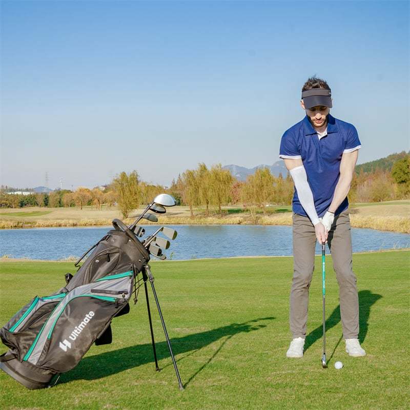 12 Pieces Men's Complete Golf Club Set Right Hand, Golf Club Package Set with 460CC Alloy Driver, #3 Fairway, Rain Hood, Portable Golf Stand Bag