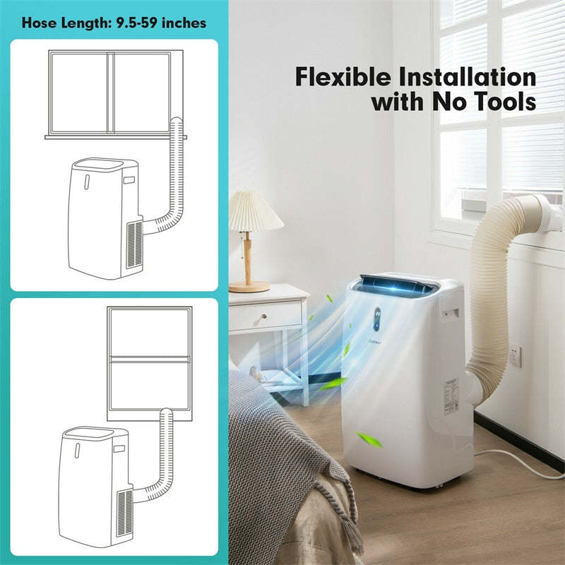 12000 BTU Portable Air Conditioner with Heat & Dehumidifier, 4-in-1 WiFi/Alexa Enabled Smart AC Up to 450 Sq.Ft w/ Window Kit for Home Office, Bedroom