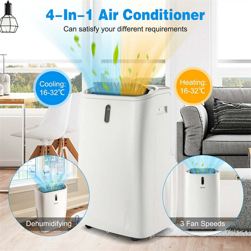 12000 BTU Portable Air Conditioner with Heat & Dehumidifier, 4-in-1 WiFi/Alexa Enabled Smart AC Up to 450 Sq.Ft w/ Window Kit for Home Office, Bedroom
