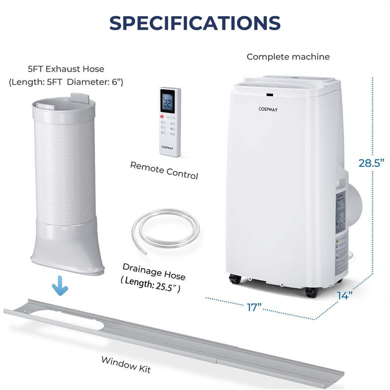 12000 BTU Portable Air Conditioner, 3-in-1 Quiet AC Unit with Fan, Dehum, Sleep Mode & Window Kit, Cools 450 Sq.Ft for Bedroom, Office, Living Room