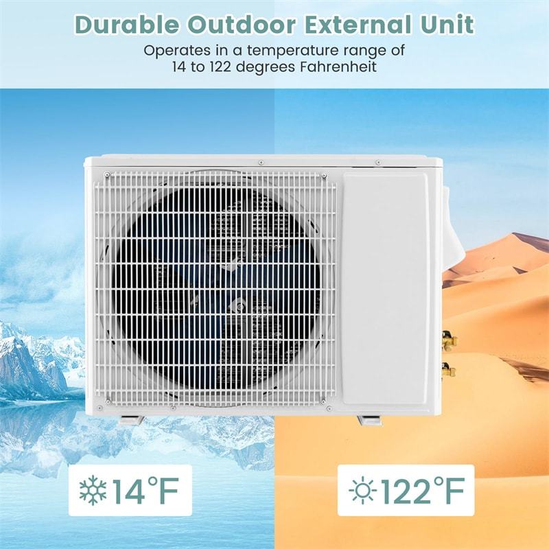 12000BTU Mini Split Air Conditioner & Heater 21 SEER2 208-230V Energy Star Ductless AC Unit with Heating System, Heat Pump, Remote Control