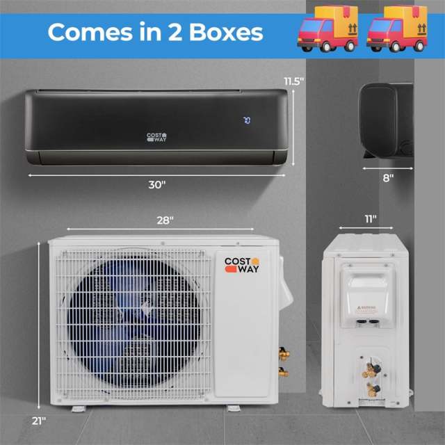 12000 BTU Mini Split Air Conditioner & Heater, 21 SEER2 Energy Star Certified Inverter Split AC with Heat Pump, Cools 750 Sq.Ft Bedroom, Home, Office