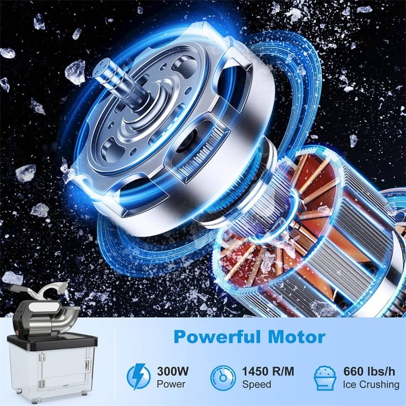 660LBS/H Commercial Snow Cone Machine, 300W ETL-Approved 120V Electric Ice Shaver with Stainless Steel Dual Blades for Home, Restaurants, Bars