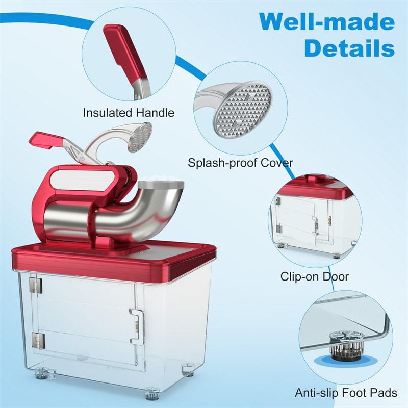 660LBS/H Commercial Snow Cone Machine, 300W ETL-Approved 120V Electric Ice Shaver with Stainless Steel Dual Blades for Home, Restaurants, Bars