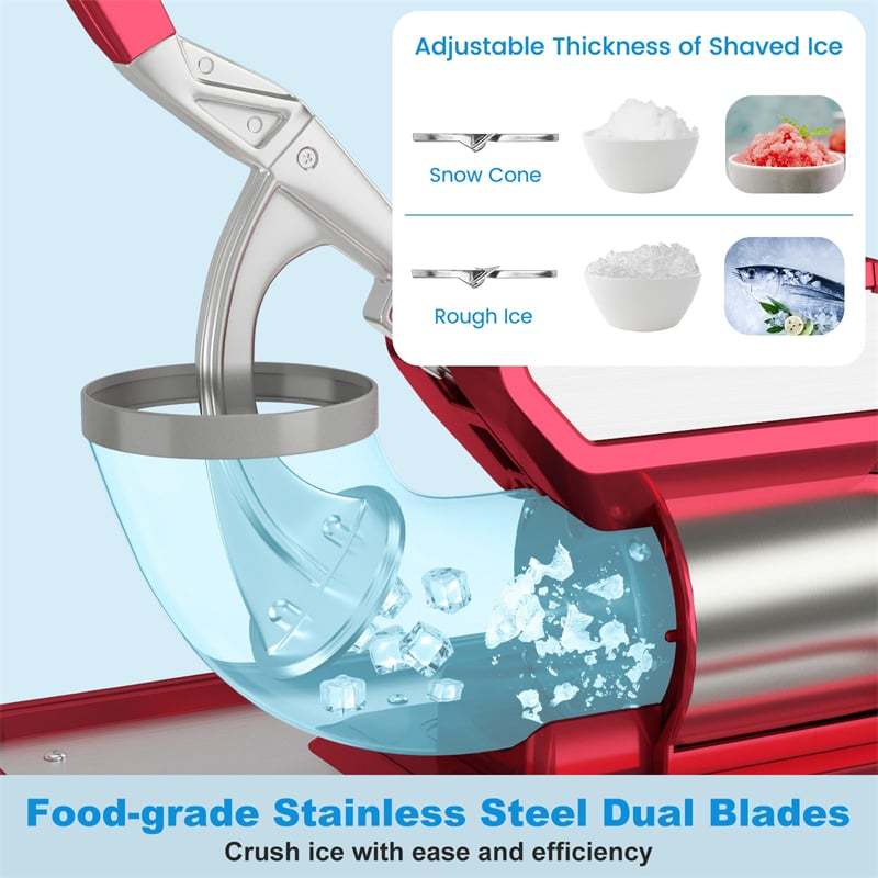 660LBS/H Commercial Snow Cone Machine, 300W ETL-Approved 120V Electric Ice Shaver with Stainless Steel Dual Blades for Home, Restaurants, Bars