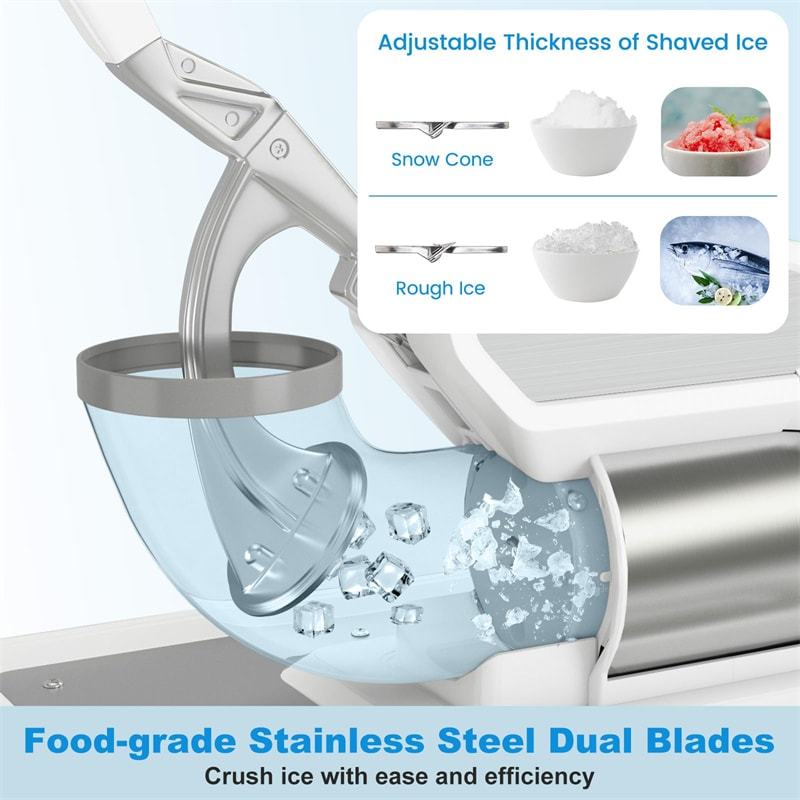 660LBS/H Commercial Snow Cone Machine, 300W ETL-Approved 120V Electric Ice Shaver with Stainless Steel Dual Blades for Home, Restaurants, Bars