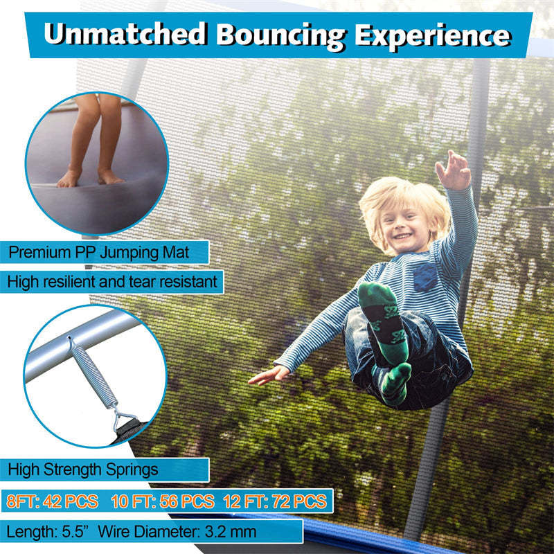 8FT Trampoline Outdoor Recreational Trampoline with Enclosure Net Safety Pad & Ladder for Kids Adults