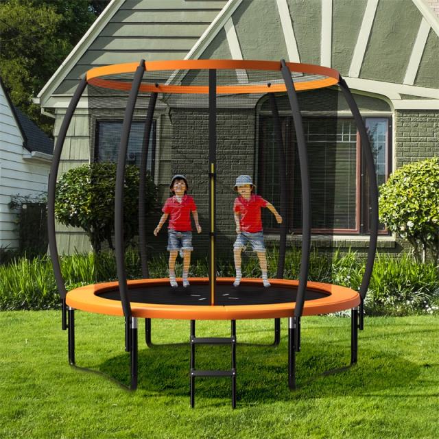 12FT Outdoor Recreational Trampoline with Enclosure Net Safety Pad & Ladder for Kids Adults