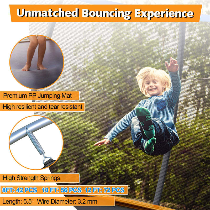 8FT Trampoline Outdoor Recreational Trampoline with Enclosure Net Safety Pad & Ladder for Kids Adults