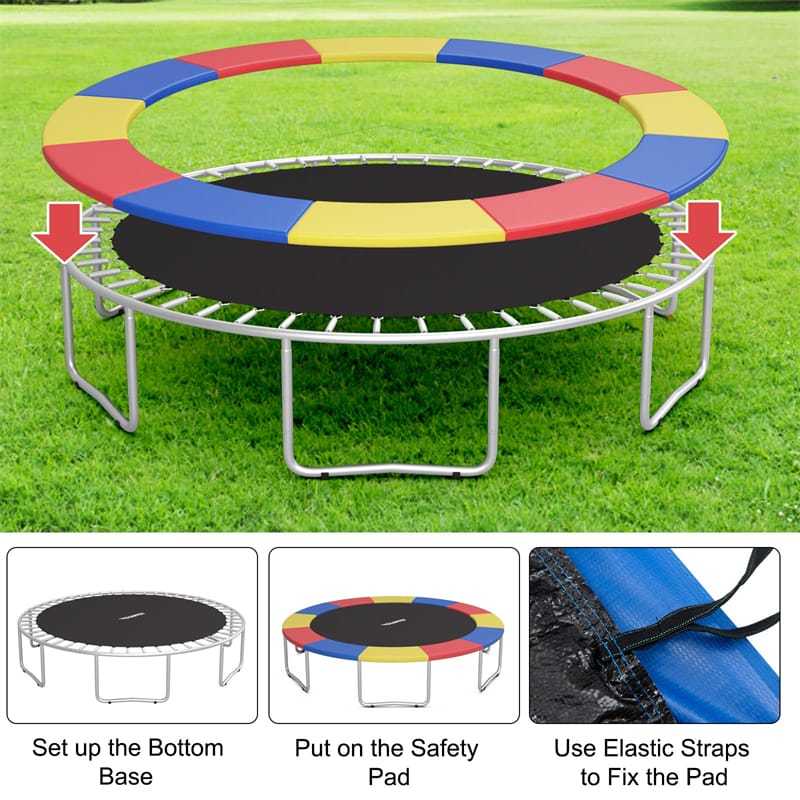 12FT Universal Trampoline Pad No Pole Holes, Waterproof Trampoline Spring Cover, Tear-Resistant Replacement Safety Pad for Trampolines