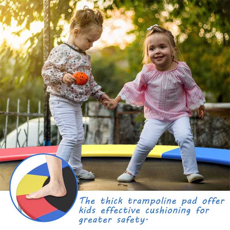 12FT Universal Trampoline Pad No Pole Holes, Waterproof Trampoline Spring Cover, Tear-Resistant Replacement Safety Pad for Trampolines