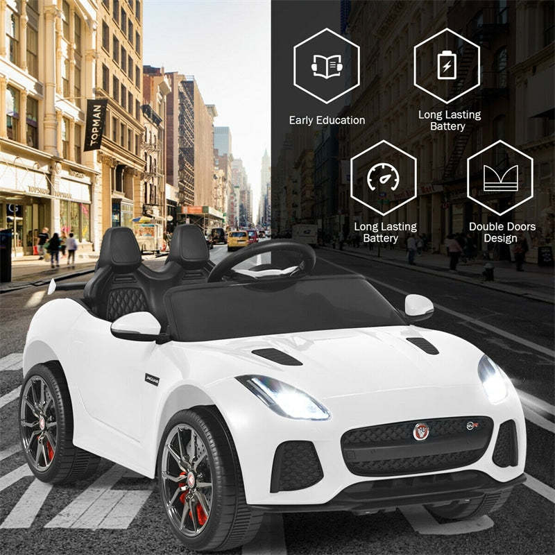 12V Kids Ride-On Car, Licensed Jaguar F-Type SVR Electric Vehicle with Remote Control, Lights, MP3, Motorized Car, Gift for Boys & Girls