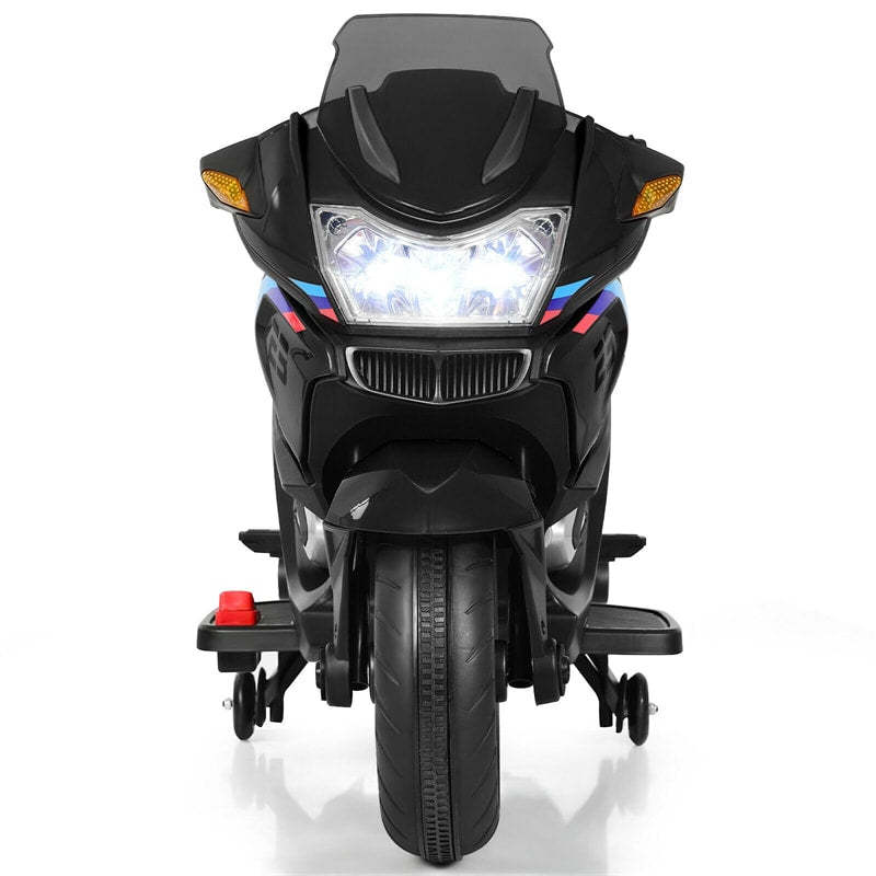 12V Kids Ride-On Motorcycle with Training Wheels, LED Lights & Foot Pedal, Battery-Powered Electric Ride On Motorbike for Boys/Girls Ages 3+