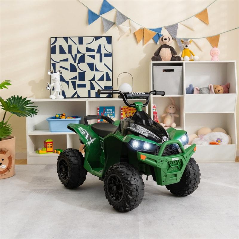 12V Kids Ride-On ATV, Battery Powered Electric 4-Wheeler Quad Car with Adjustable Speed, Lights & Treaded Tires for Boys & Girls