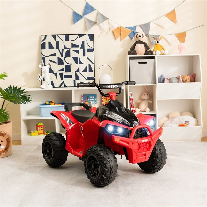 12V Kids Ride-On ATV, Battery Powered Electric 4-Wheeler Quad Car with Adjustable Speed, Lights & Treaded Tires for Boys & Girls