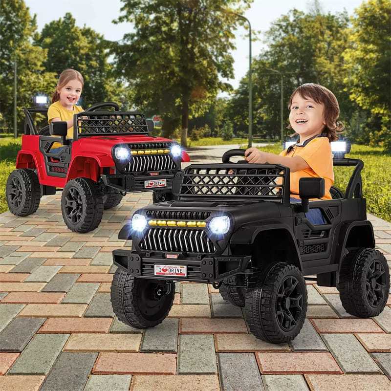 12V Kids Ride-On Truck, Electric Vehicle with Remote Control, Music & LED Lights, Battery Powered Toddler Ride-On Car for Boys & Girls 3+