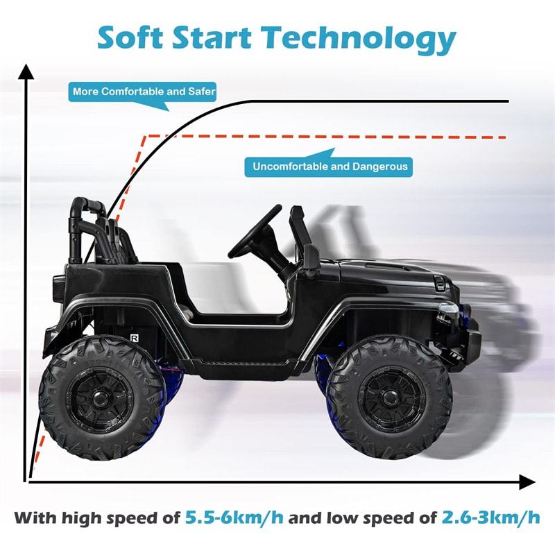 2-Seater Ride-On Truck for Kids, 12V Battery Powered Electric Vehicle with Remote Control & LED Lights, Ride-On Car for Boys Girls Gifts