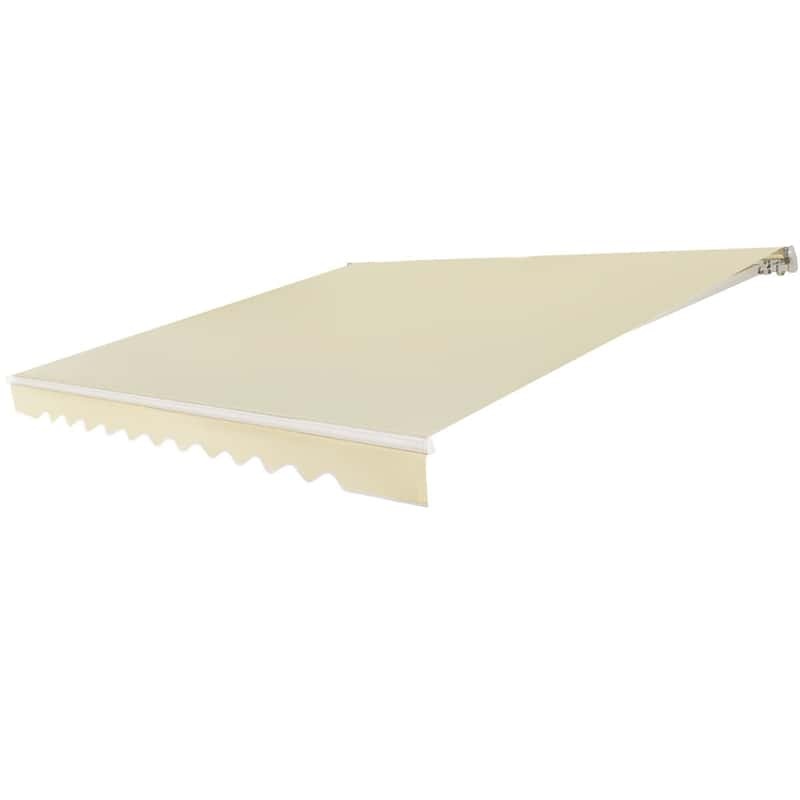 12x10FT Retractable Awning, Weather-Resistant Aluminum Sun Shade with Crank Handle, Patio Awning Cover for Balcony, Garden, Deck, RVs