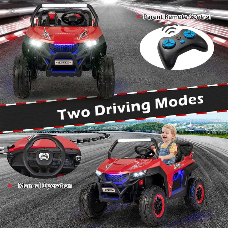 12V 2-Seater Ride On UTV, Kids Electric Vehicle with Remote Control, LED Lights, Music & Storage, Battery Powered Off-Road Car for 3-8 Years