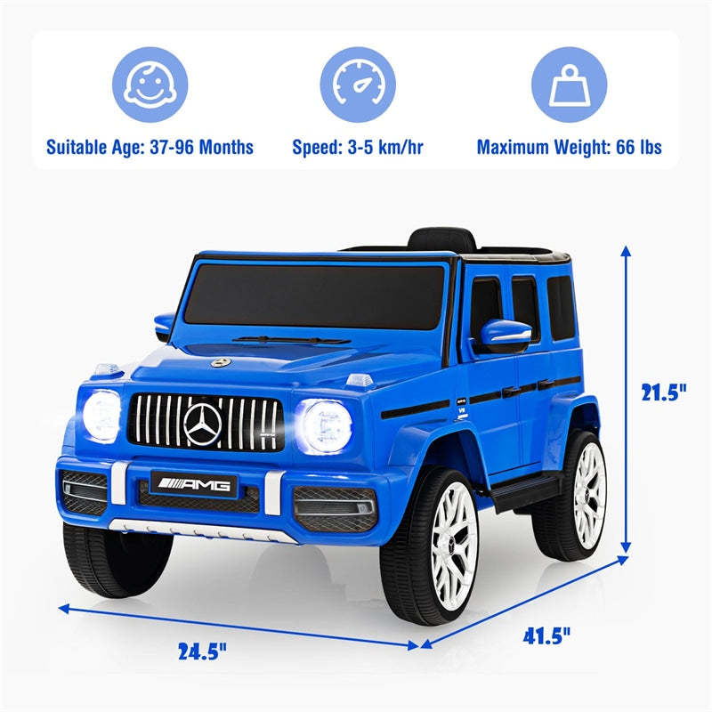 12V Kids Ride On Car, Licensed Mercedes-Benz G63 Electric Vehicle with Remote Control, Double Open Doors & Music, Battery Powered Ride On Toy