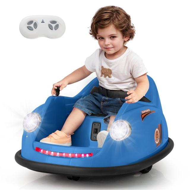 Kids Bumper Car 12V Electric Ride on Bumper Car 360° Spin with Remote Control, LED Lights, Battery Powered Baby Bumping Car Gift for Toddlers