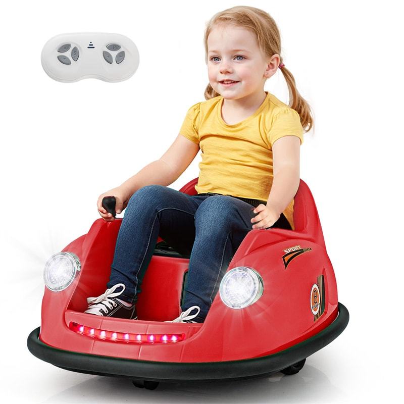 Kids Bumper Car 12V Electric Ride on Bumper Car 360° Spin with Remote Control, LED Lights, Battery Powered Baby Bumping Car Gift for Toddlers
