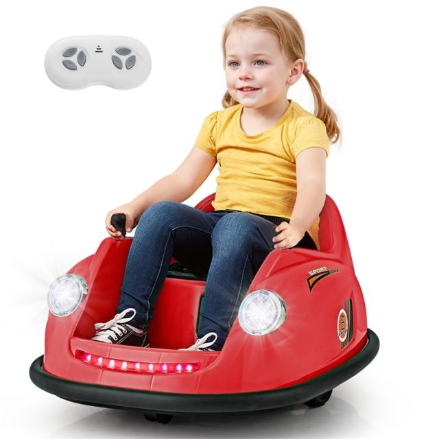 Kids Bumper Car 12V Electric Ride on Bumper Car 360° Spin with Remote Control, LED Lights, Battery Powered Baby Bumping Car Gift for Toddlers