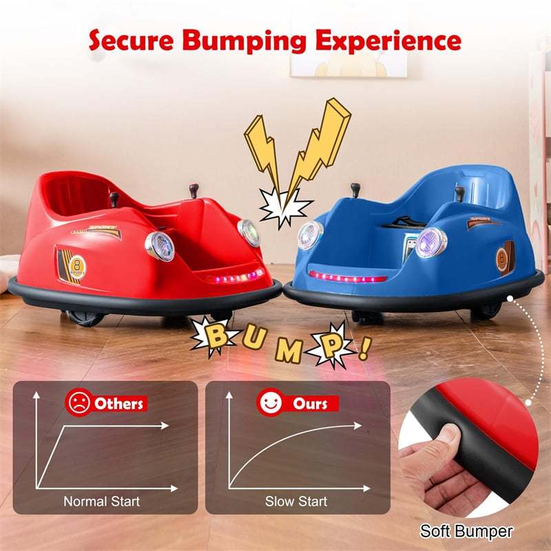 Kids Bumper Car 12V Electric Ride on Bumper Car 360° Spin with Remote Control, LED Lights, Battery Powered Baby Bumping Car Gift for Toddlers