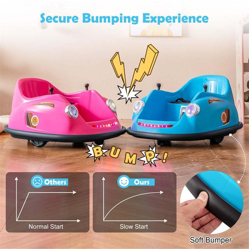 Kids Bumper Car 12V Electric Ride on Bumper Car 360° Spin with Remote Control, LED Lights, Battery Powered Baby Bumping Car Gift for Toddlers
