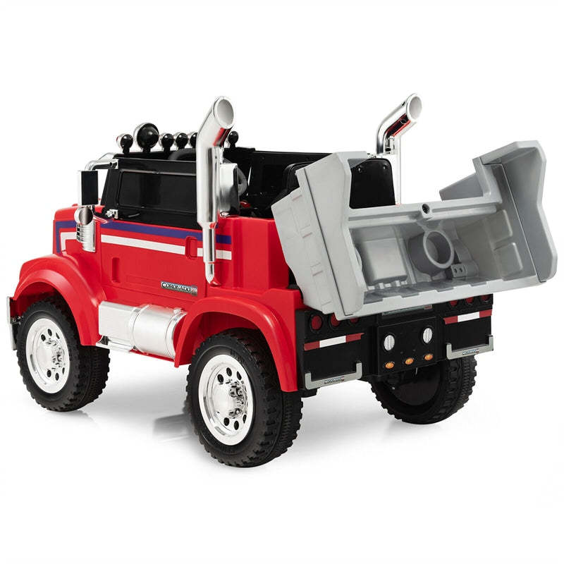 Electric Car for Kids 12V Licensed Freightliner Ride on Dump Truck with Remote Control & Rear Loader