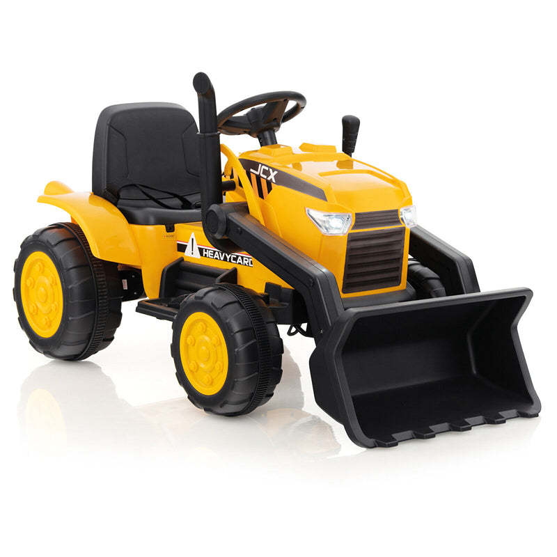 Kids Ride On Excavator Bulldozer, 12V Battery Powered Wheel Loader Ride-on Construction Vehicle with Remote Control & Adjustable Digging Bucket