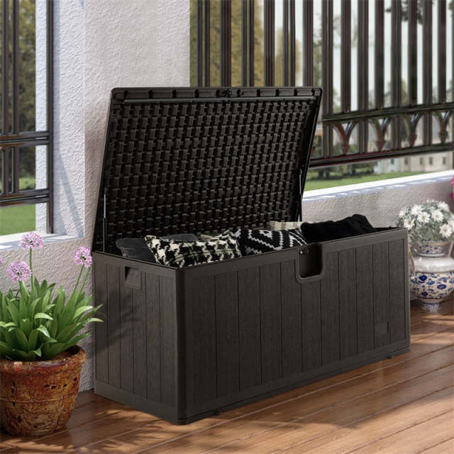 130 Gallon Deck Box All Weather Outdoor Storage Box Patio Container with Lockable Lid for Yard Garden