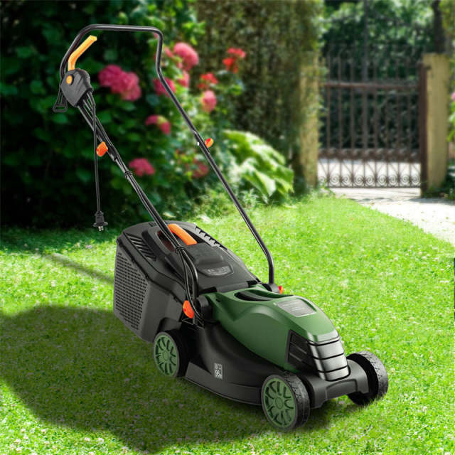 Electric Lawn Mower, 13" Corded Walk-Behind Lawnmower with 10AMP Motor, Grass Collection Box & 3 Adjustable Cutting Heights for Garden Yard Farm
