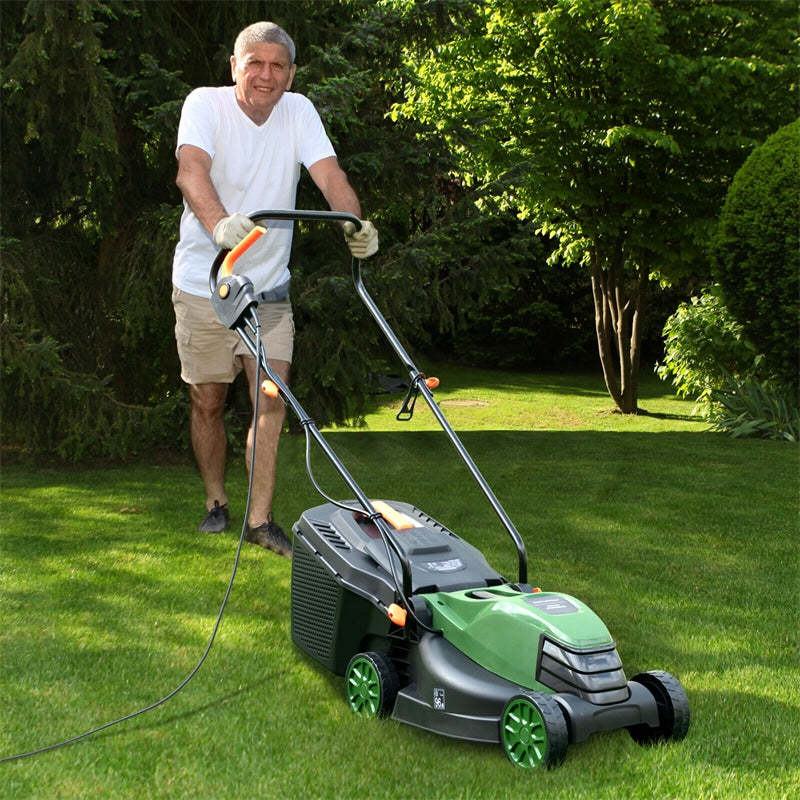 Electric Lawn Mower, 13" Corded Walk-Behind Lawnmower with 10AMP Motor, Grass Collection Box & 3 Adjustable Cutting Heights for Garden Yard Farm