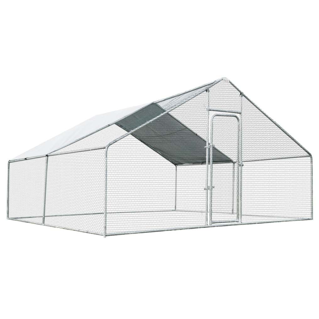 13' x 13' Large Metal Chicken Coop, Walk-in Poultry Cage with Waterproof Cover, Hen Run House Rabbits Habitat for Outdoor Backyard Farm