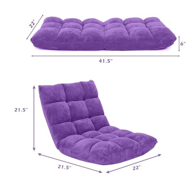 14-Position Adjustable Floor Chair, Folding Sofa Chair with Back Support, Floor Gaming Recliner for Living Room, Meditation, Reading