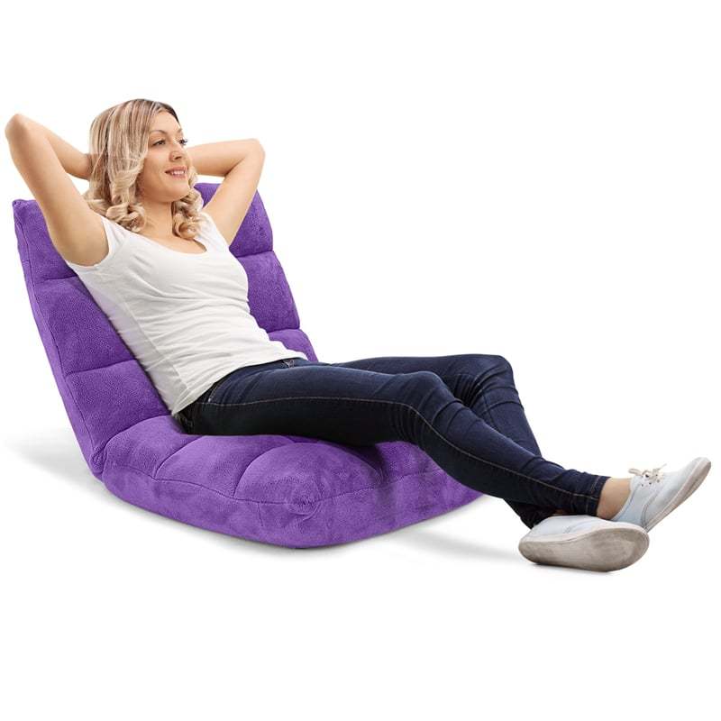 14-Position Adjustable Floor Chair, Folding Sofa Chair with Back Support, Floor Gaming Recliner for Living Room, Meditation, Reading