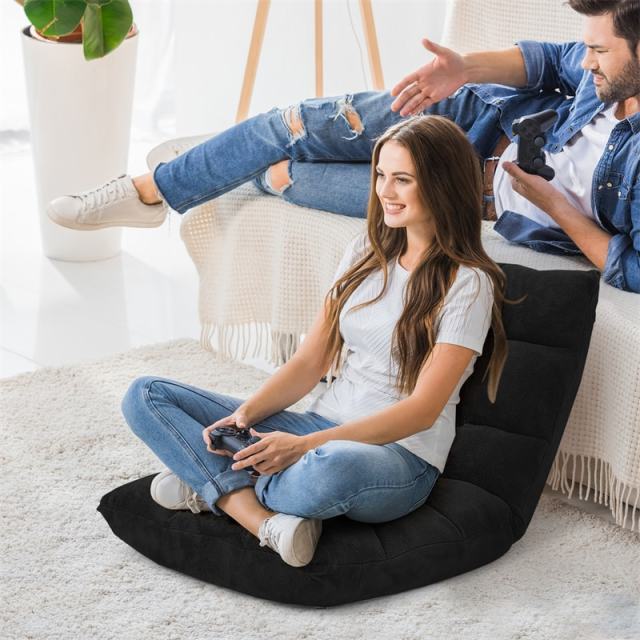 14-Position Adjustable Floor Chair, Folding Sofa Chair with Back Support, Floor Gaming Recliner for Living Room, Meditation, Reading