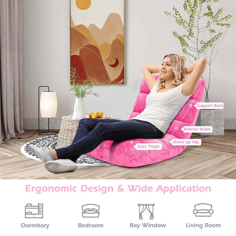 14-Position Adjustable Floor Chair, Folding Sofa Chair with Back Support, Floor Gaming Recliner for Living Room, Meditation, Reading
