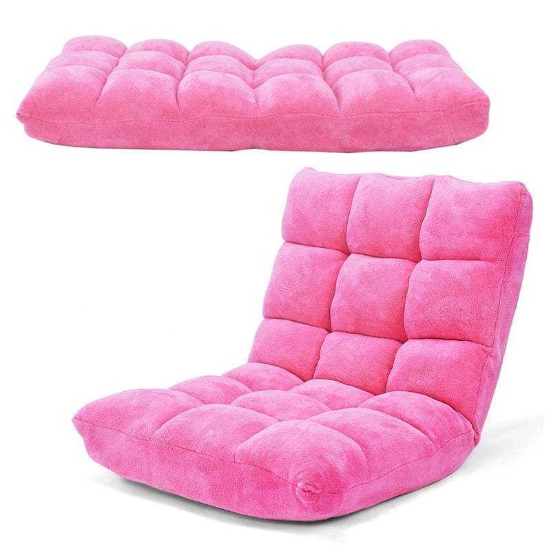 14-Position Adjustable Floor Chair, Folding Sofa Chair with Back Support, Floor Gaming Recliner for Living Room, Meditation, Reading