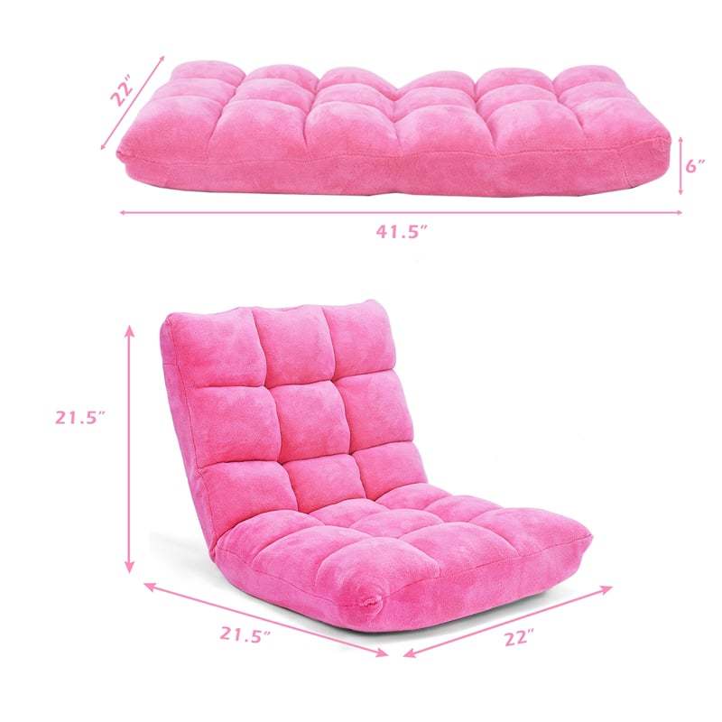 14-Position Adjustable Floor Chair, Folding Sofa Chair with Back Support, Floor Gaming Recliner for Living Room, Meditation, Reading