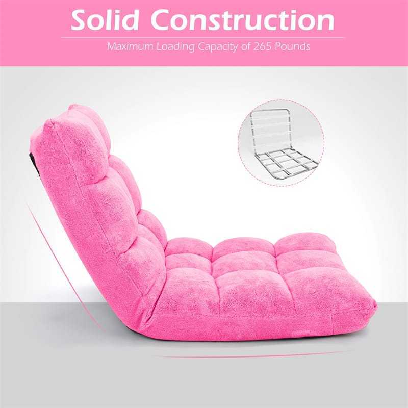 14-Position Adjustable Floor Chair, Folding Sofa Chair with Back Support, Floor Gaming Recliner for Living Room, Meditation, Reading