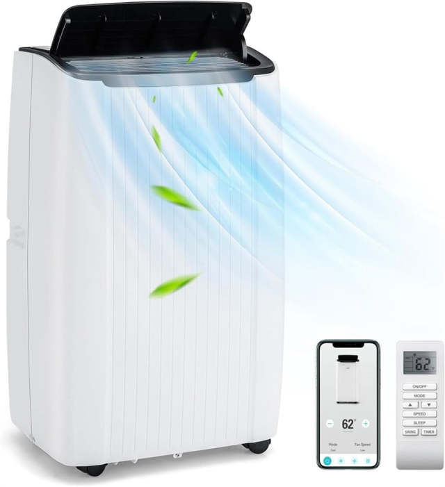 14,000 BTU Portable Air Conditioner with Heat, Smart WiFi Enabled Home AC Unit w/ Fan, Dehumidifier, Sleep Mode, Remote Control, Cools up to 700 Sq.Ft
