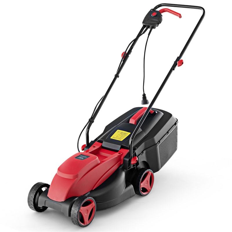 14" Electric Corded Lawn Mower 12-AMP 2-in-1 Walk-Behind Lawnmower with Grass Collection Box & 3 Adjustable Cutting Position