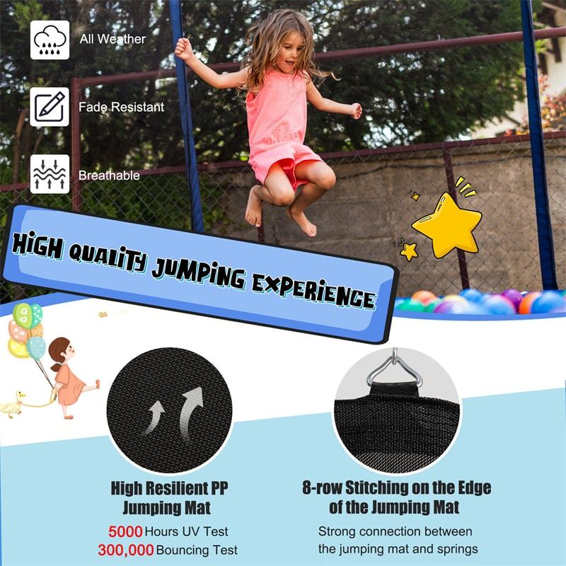 14FT Outdoor Trampoline with Safety Net Enclosure & Basketball Hoop for Kids, ASTM Approved Toddler Backyard Recreational Trampoline with Ballpump