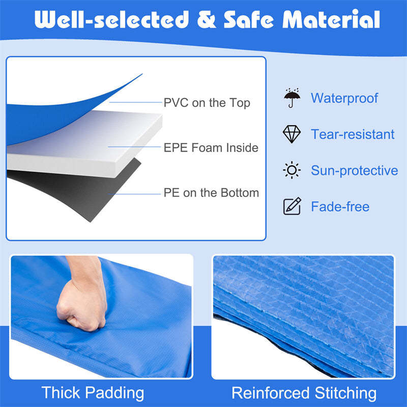 15FT Universal Trampoline Pad No Pole Holes, Waterproof Trampoline Replacement Safety Pad, Tear-Resistant Round Trampoline Spring Cover
